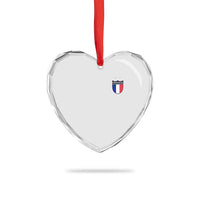 Vintage France Football Crest Two Stars French Flag Heart Crystal Glass Ornament