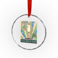 Vintage Frog Drinking Coffee Sarcastic Meme Crystal Glass Ornament Wish I Lacked Critical Thinking Skills You All Seem So Happy
