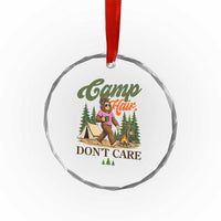 Vintage Funny Girly Bigfoot Camper Crystal Glass Ornament Camp Hair Don't Care Sasquatch Camping Outdoor Adventure