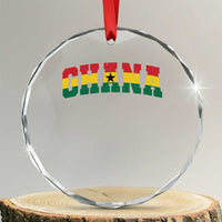 Vintage Ghana Flag Varsity Crystal Glass Ornament Classic Ghanaian Pride Heritage Graphic