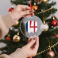 Vintage Grunge France England Flag Brush Stroke Graphic Crystal Glass Ornament French Anglo English Heritage Pride Match Day