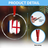 Vintage Grunge France England Flag Brush Stroke Graphic Crystal Glass Ornament French Anglo English Heritage Pride Match Day