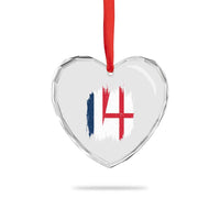 Vintage Grunge France England Flag Brush Stroke Graphic Heart Crystal Glass Ornament French Anglo English Heritage Pride Match Day