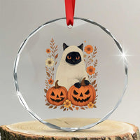 Vintage Halloween Ghost Cat Crystal Glass Ornament Groovy Floral Cute Black Cat Ghost Fall Pumpkin TS10