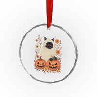 Vintage Halloween Ghost Cat Crystal Glass Ornament Groovy Floral Cute Black Cat Ghost Fall Pumpkin TS10