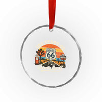 Vintage Highway 66 100th Anniversary 2026 Americana Road Trip Souvenir Crystal Glass Ornament