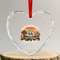 Vintage Highway 66 100th Anniversary 2026 Americana Road Trip Souvenir Heart Crystal Glass Ornament