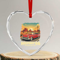 Vintage Highway 66 100th Anniversary Souvenir Heart Crystal Glass Ornament