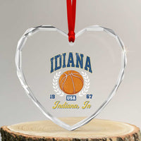 Vintage Indiana Basketball Graphic Heart Crystal Glass Ornament Retro 1967 Sports Indianapolis IN Fan