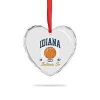 Vintage Indiana Basketball Graphic Heart Crystal Glass Ornament Retro 1967 Sports Indianapolis IN Fan
