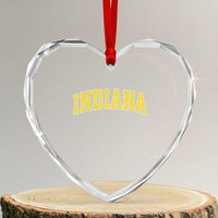Vintage Indiana IN Heart Crystal Glass Ornament Retro Throwback Design Classic Yellow Athletic Sports - Wonder Print Shop