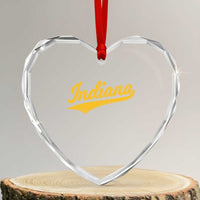 Vintage Indiana Retro Yellow Throwback Distressed Heart Crystal Glass Ornament Retro Classic IN State Pride - Wonder Print Shop