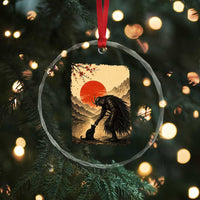 Vintage Japanese Art Samurai Warrior Black Cat Crystal Glass Ornament Ukiyoe Style Boop Meme