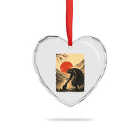 Vintage Japanese Art Samurai Warrior Black Cat Heart Crystal Glass Ornament Ukiyoe Style Boop Meme
