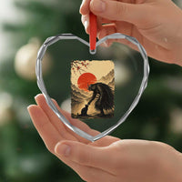 Vintage Japanese Art Samurai Warrior Black Cat Heart Crystal Glass Ornament Ukiyoe Style Boop Meme