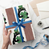 Vintage Japanese Grumpy Frog Wrapping Paper Roll Lucky St Paddys Day