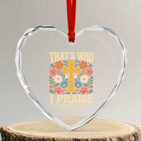Vintage Jesus Heart Crystal Glass Ornament Thats Who I Praise Boho Floral Christian Church God Faith