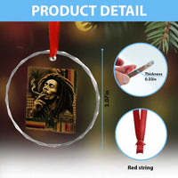 Vintage Marley Guitarist Crystal Glass Ornament Rastaman Rastafari Music Vibes Only Rasta Jamaica Reggae - Wonder Print Shop