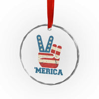 Vintage Merica Peace Sign Crystal Glass Ornament Retro Patriotic 4th of July USA Flag TS02