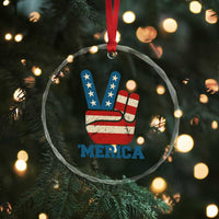 Vintage Merica Peace Sign Crystal Glass Ornament Retro Patriotic 4th of July USA Flag TS02