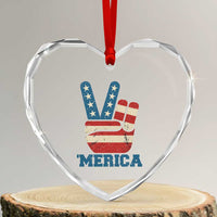 Vintage ‘Merica Peace Sign Heart Crystal Glass Ornament Retro Patriotic 4th of July USA Flag - Wonder Print Shop