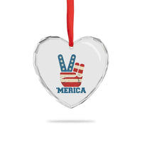 Vintage ‘Merica Peace Sign Heart Crystal Glass Ornament Retro Patriotic 4th of July USA Flag - Wonder Print Shop