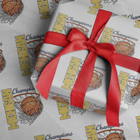 Vintage Michigan Hoops Pride Wrapping Paper Roll Retro Blue And Gold Champions Victory Graphic Sports Fan