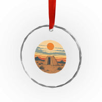Vintage Monument Valley Landscape Crystal Glass Ornament Desert Hogan Home Art
