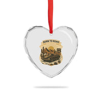 Vintage Muscle Car Route Highway 66 Heart Crystal Glass Ornament Born To Roam Road Trip