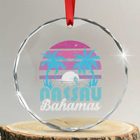 Vintage Nassau Crystal Glass Ornament Tropical Island Palm Trees Beach Bahamas Vacation TS10