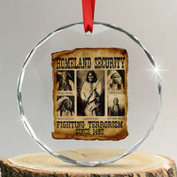 Vintage Native American Crystal Glass Ornament Homeland Security Fighting Terrorism Since 1492 TS10