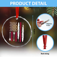 Vintage Native American Flag Crystal Glass Ornament Dreamcatcher And Feather Graphic