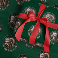 Vintage Native American Woman With White Wolf Graphic Wrapping Paper Roll