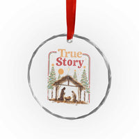 Vintage Nativity Scene Crystal Glass Ornament Christian Christmas True Story Jesus Birth TS10