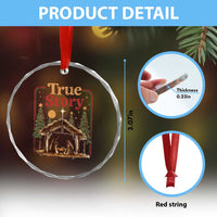 Vintage Nativity Scene Crystal Glass Ornament Christian Christmas True Story Jesus Birth TS10