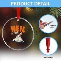 Vintage Neil the Seal Wearing Traffic Cone Hat Meme Crystal Glass Ornament Cute Retro Viral Chaotic Southern Elephant Seal