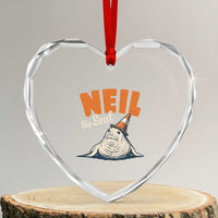 Vintage Neil the Seal Wearing Traffic Cone Hat Meme Heart Crystal Glass Ornament Cute Retro Viral Chaotic Southern Elephant Seal