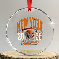 Vintage New York Champions 2026 Crystal Glass Ornament Hoops Fan Gift