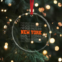 Vintage New York Crystal Glass Ornament Name Retro Design