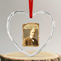 Vintage Newspaper W E B Du Bois Heart Crystal Glass Ornament Civil Rights Pioneer