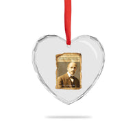 Vintage Newspaper W E B Du Bois Heart Crystal Glass Ornament Civil Rights Pioneer