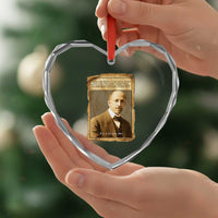 Vintage Newspaper W E B Du Bois Heart Crystal Glass Ornament Civil Rights Pioneer
