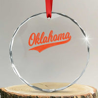 Vintage Oklahoma Orange Throwback Distressed Crystal Glass Ornament Retro Classic OK State Pride TS02