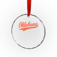 Vintage Oklahoma Orange Throwback Distressed Crystal Glass Ornament Retro Classic OK State Pride - Wonder Print Shop