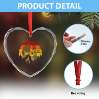 Vintage Pacific Northwest Bigfoot With Totem Pole Heart Crystal Glass Ornament