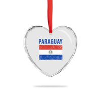 Vintage Paraguay Flag Distressed Paraguayan Pride Patriotic Soccer Fan Graphic Heart Crystal Glass Ornament