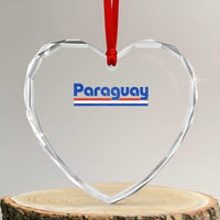 Vintage Paraguay Flag Heart Crystal Glass Ornament Retro Stripe Patriotic Paraguayan Pride Graphic