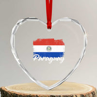 Vintage Paraguay Flag Paraguaya Heritage Pride Roots Heart Crystal Glass Ornament
