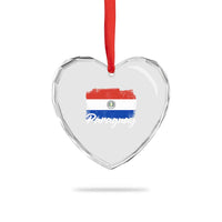 Vintage Paraguay Flag Paraguaya Heritage Pride Roots Heart Crystal Glass Ornament