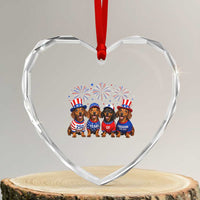 Vintage Patriotic Dachshund 250 Anniversary USA Heart Crystal Glass Ornament Freedom 250 Years Weiner Dog Lovers Dad Mom